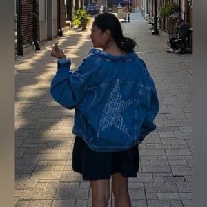 Golden Goose Blue Denim Jacket with Star Back Detail